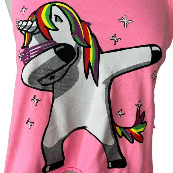 Exist Tank Top Womens Small Pink Unicorn Open Tie Sides - Picture 3 of 6